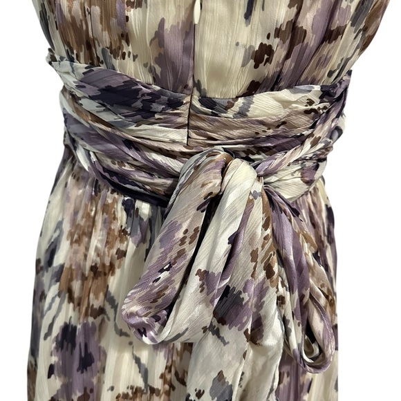 BCBGMaxAzria Strapless Floral 100% Silk Dress Lavender Cream Cocktail Formal 8 - Picture 6 of 9